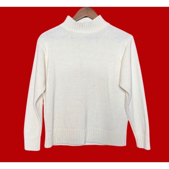 Ricki Division of Miss Erika Sweaters - Vintage Ricki Mock Neck Sweater Women Small White Knit Ribbed Turtleneck